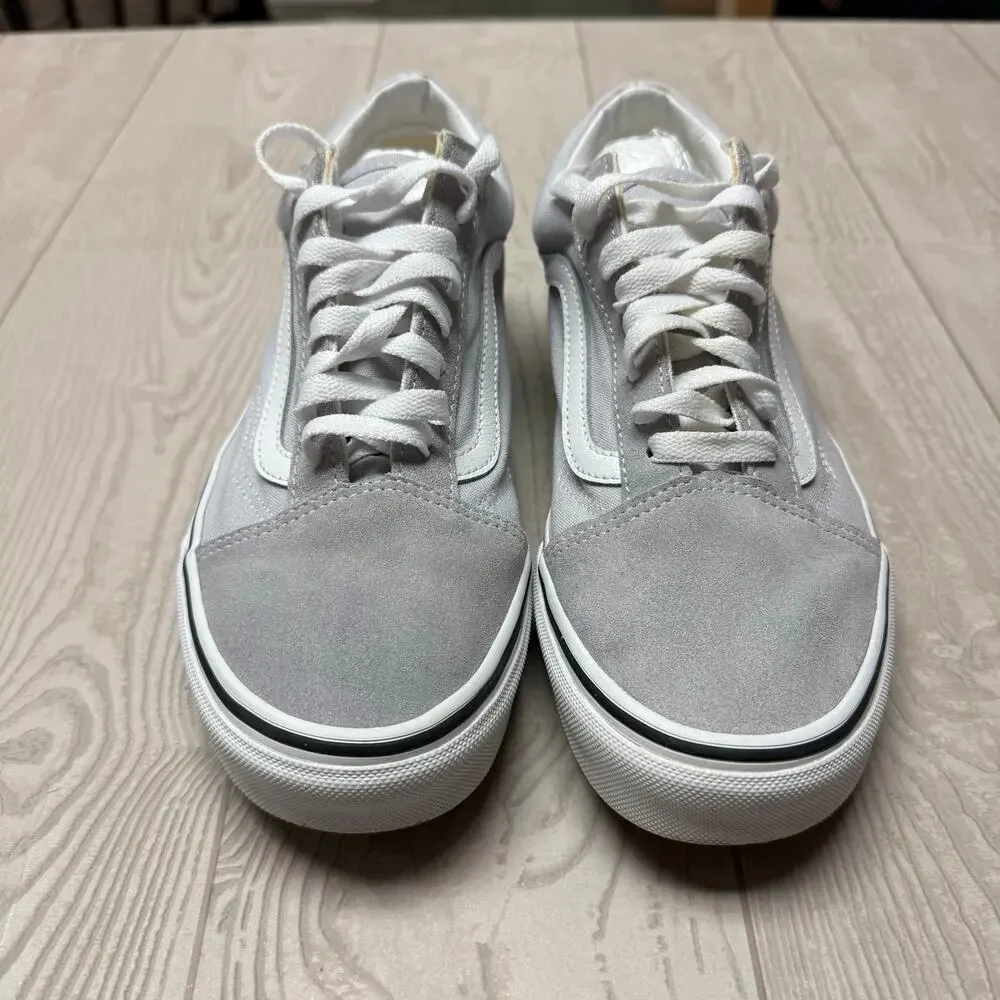 Vans Old Skool Gray White Suede Canvas Sneakers Men 8 Women 9.5 Skate Shoes